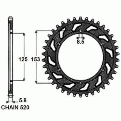 Zebatka napędzana aluminiowa czarna sunstar sunr5-3559-49bk