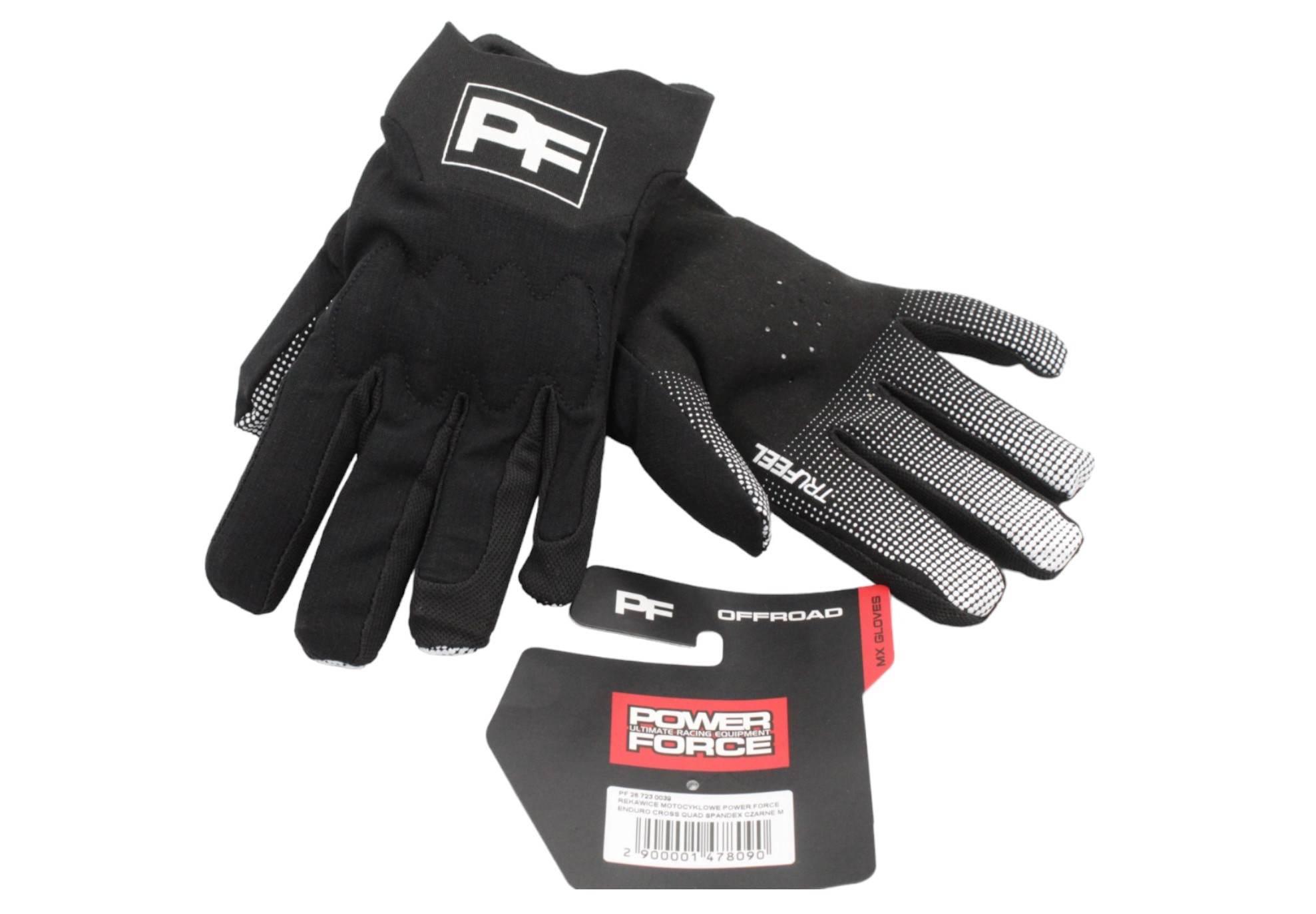 Rękawice motocyklowe power force enduro cross quad spandex czarne xl