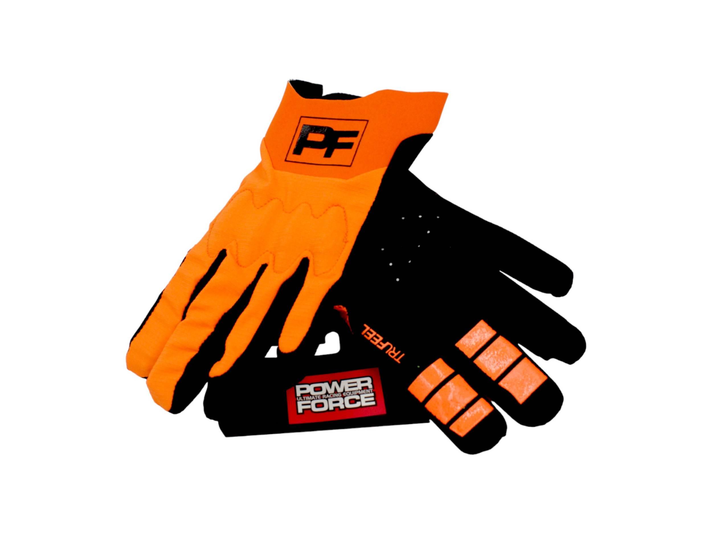 Rękawice motocyklowe power force enduro cross quad spandex pomarańczowo