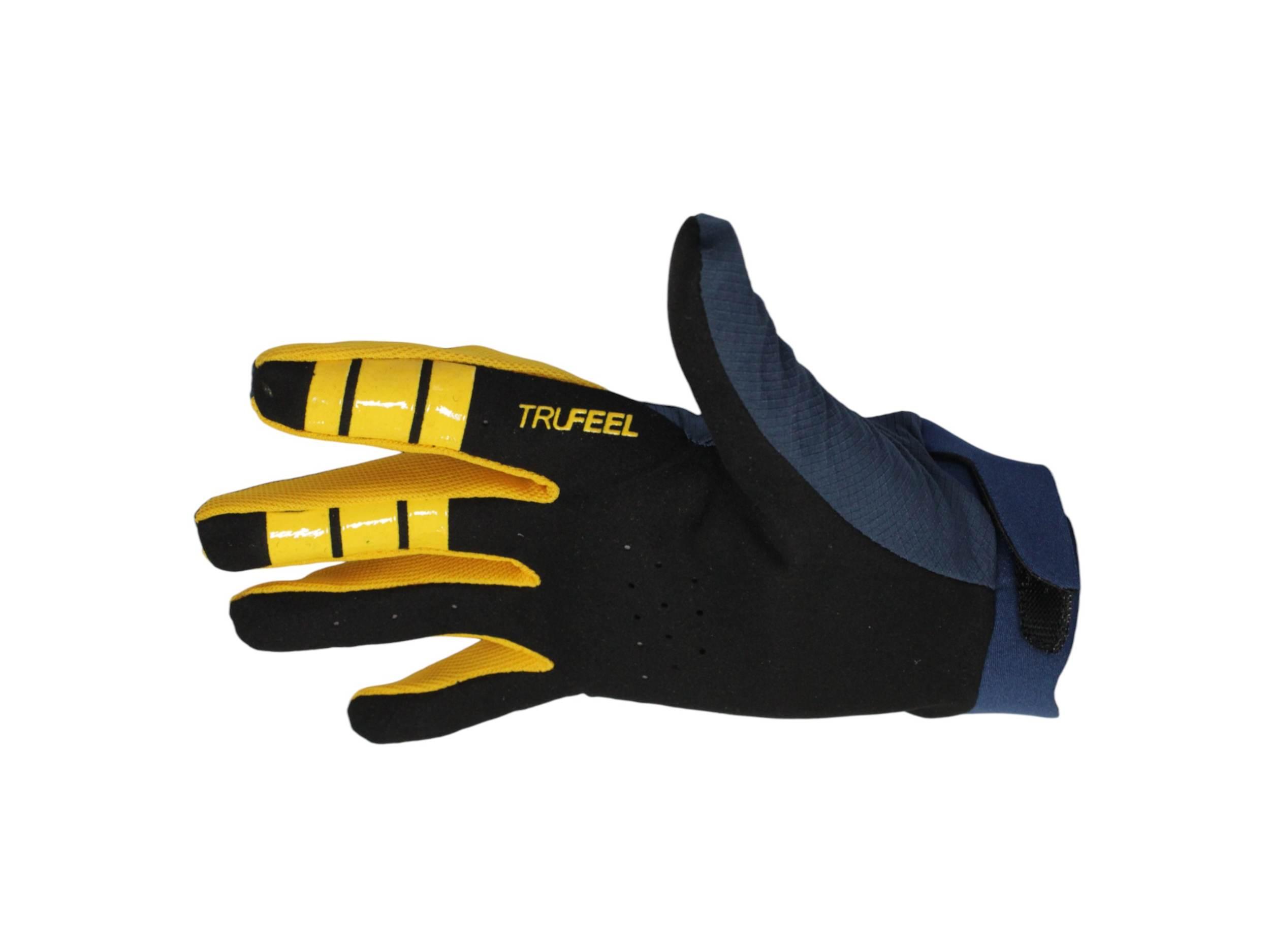 Rękawice motocyklowe power force enduro cross quad spandex granatowo żółte - zdjęcie 3