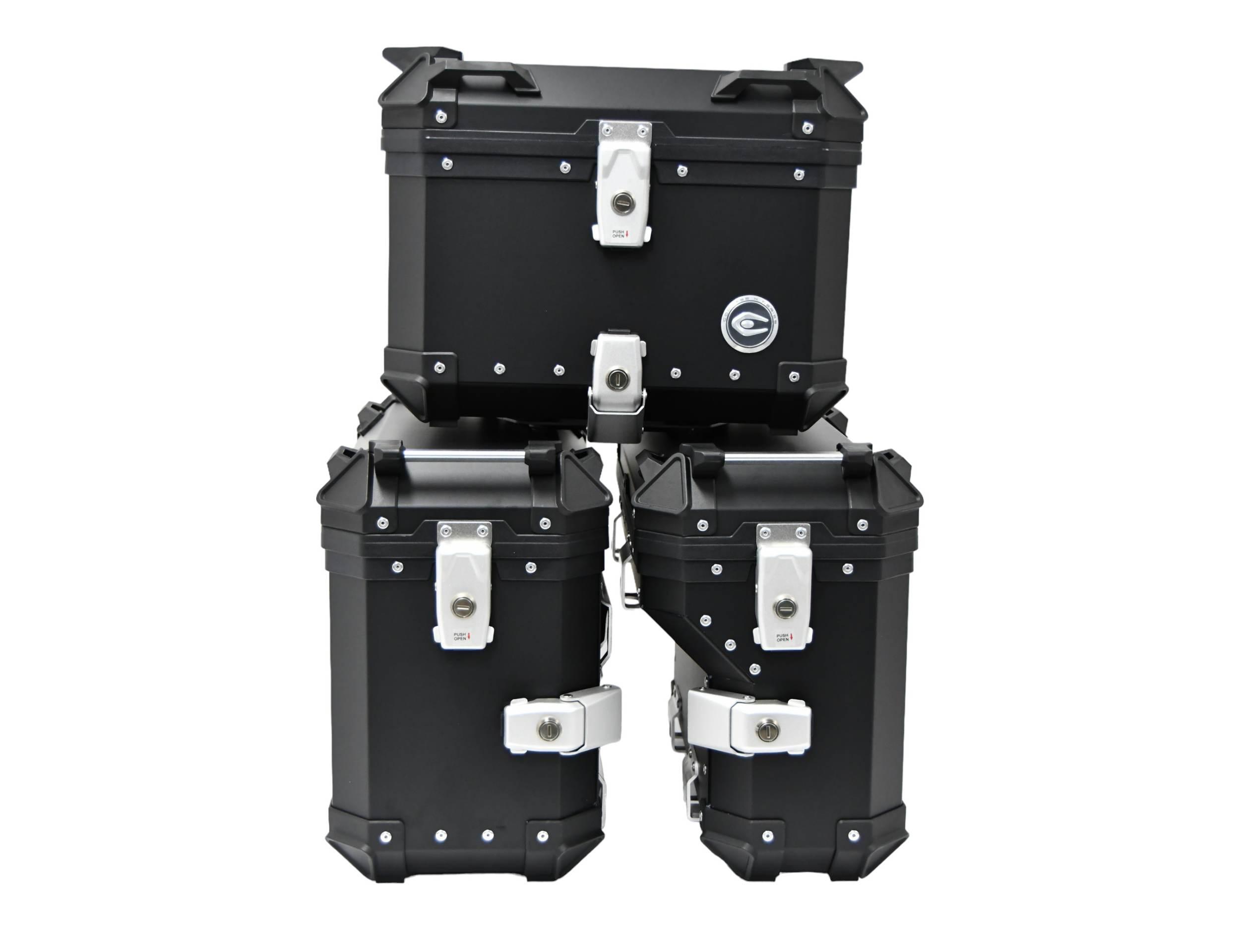 Zestaw 3 kufrów aluminiowych (30l asymetryczny + 36l + 45l) coocase