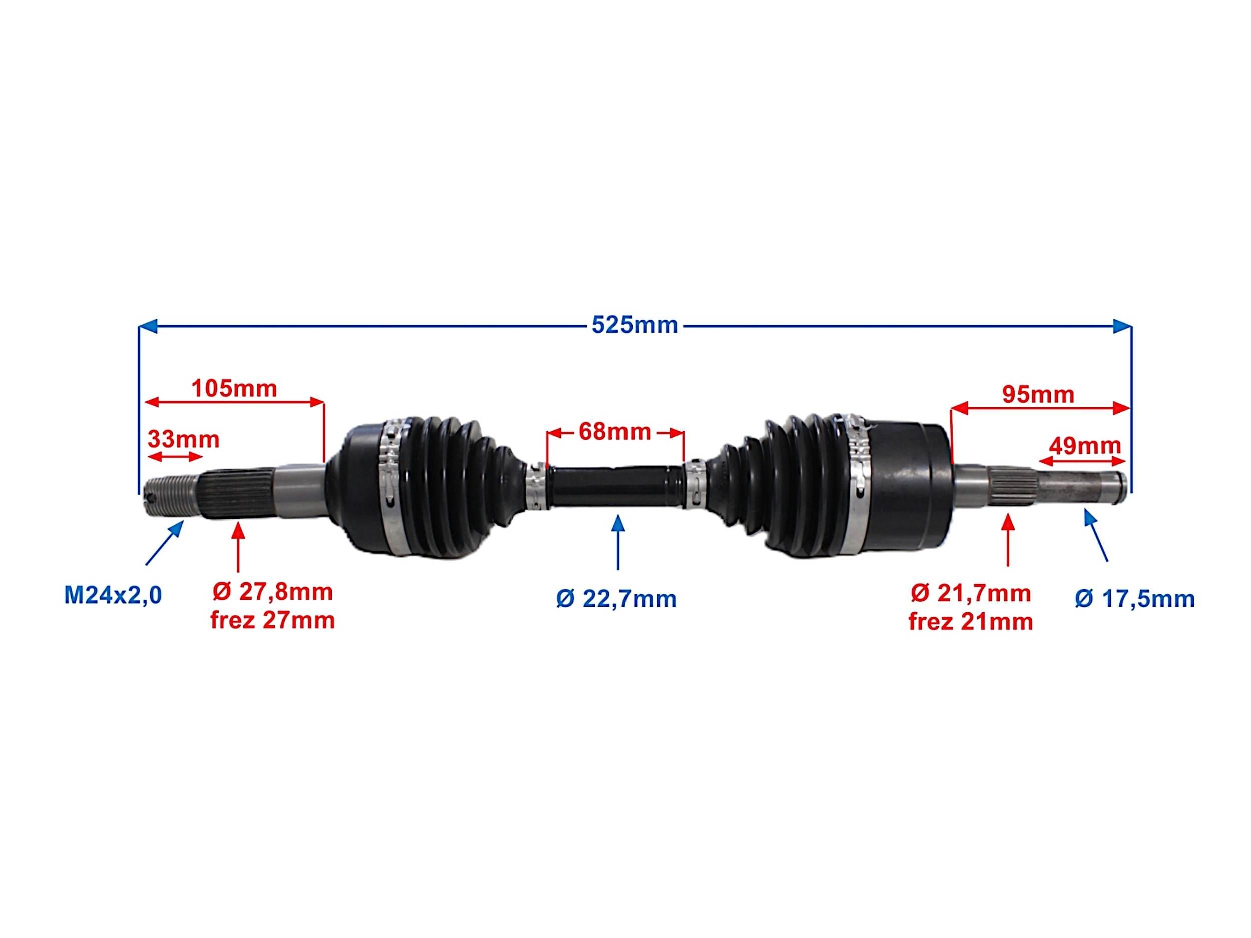 Półoś przednia lewa power force cf moto 500/800 PF 10 024 0034 - zdjęcie 4