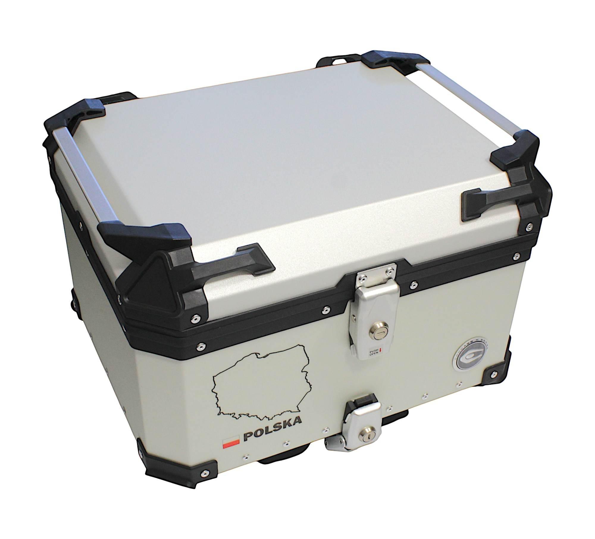 Kufer centralny aluminiowy coocase 55l srebrny z mapą pl + torbą wewnętrzną - zdjęcie 2