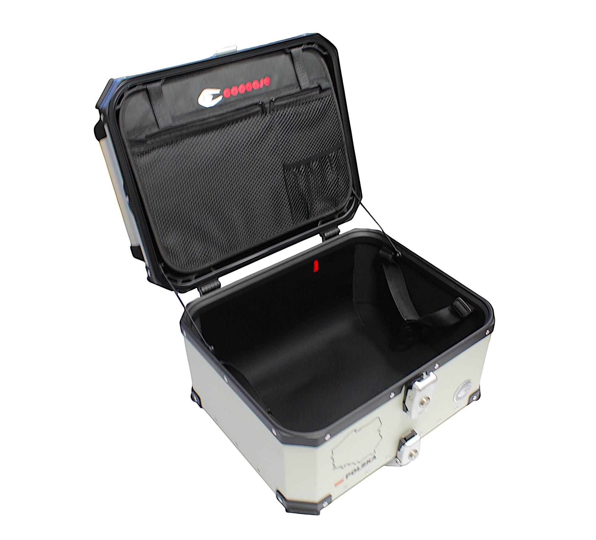 Kufer centralny aluminiowy coocase 55l srebrny z mapą pl + torbą wewnętrzną - zdjęcie 5