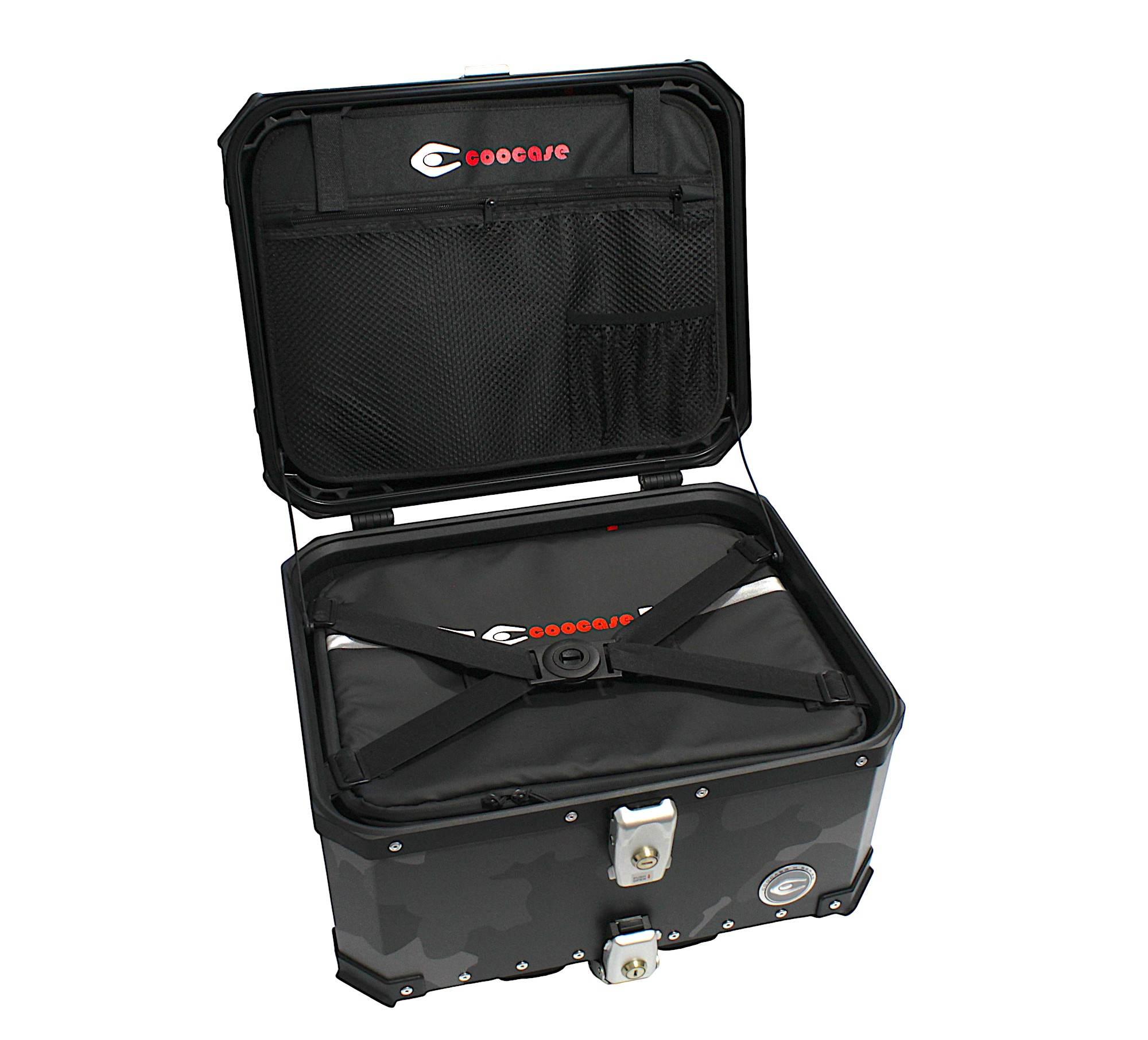 Kufer centralny aluminiowy coocase 55l szary camo z torbą wewnętrzną - zdjęcie 3