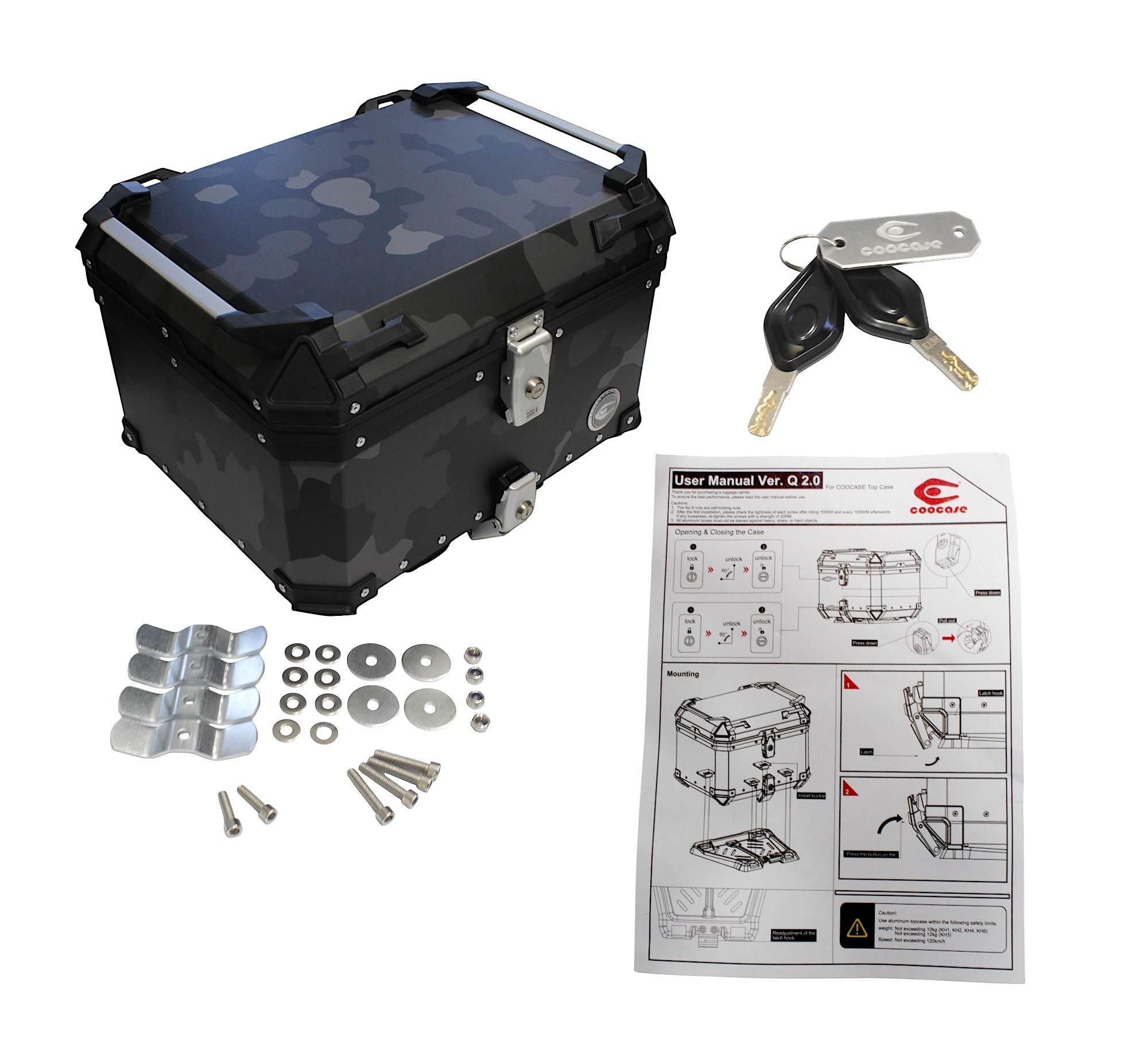 Kufer centralny aluminiowy coocase 55l szary camo z torbą wewnętrzną - zdjęcie 8