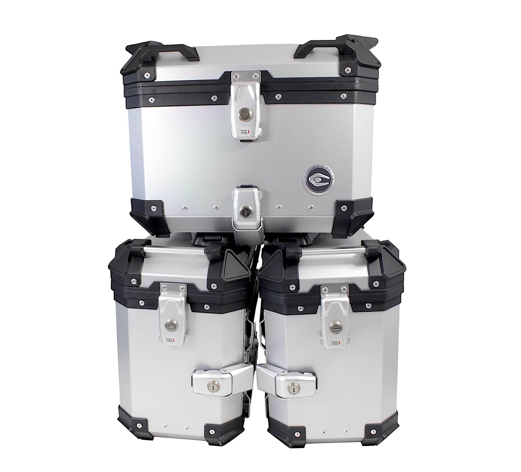 Zestaw 3 kufrów aluminiowych (2x36l symetryczne + 45l) coocase anodowane