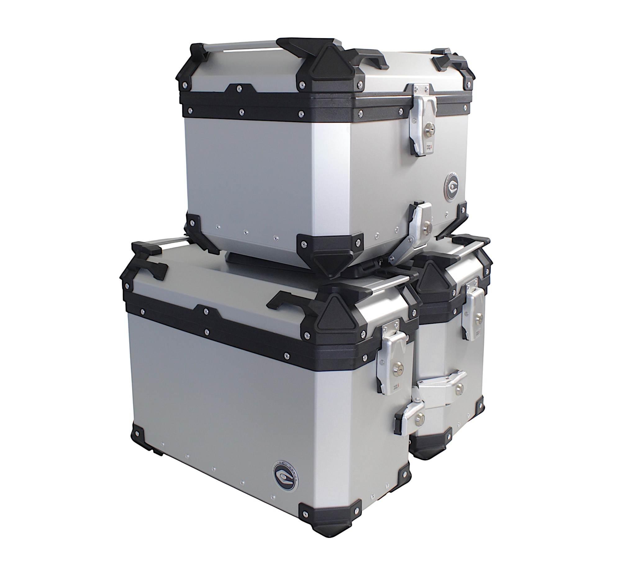 Zestaw 3 kufrów aluminiowych (2x36l symetryczne + 45l) coocase anodowane - zdjęcie 2