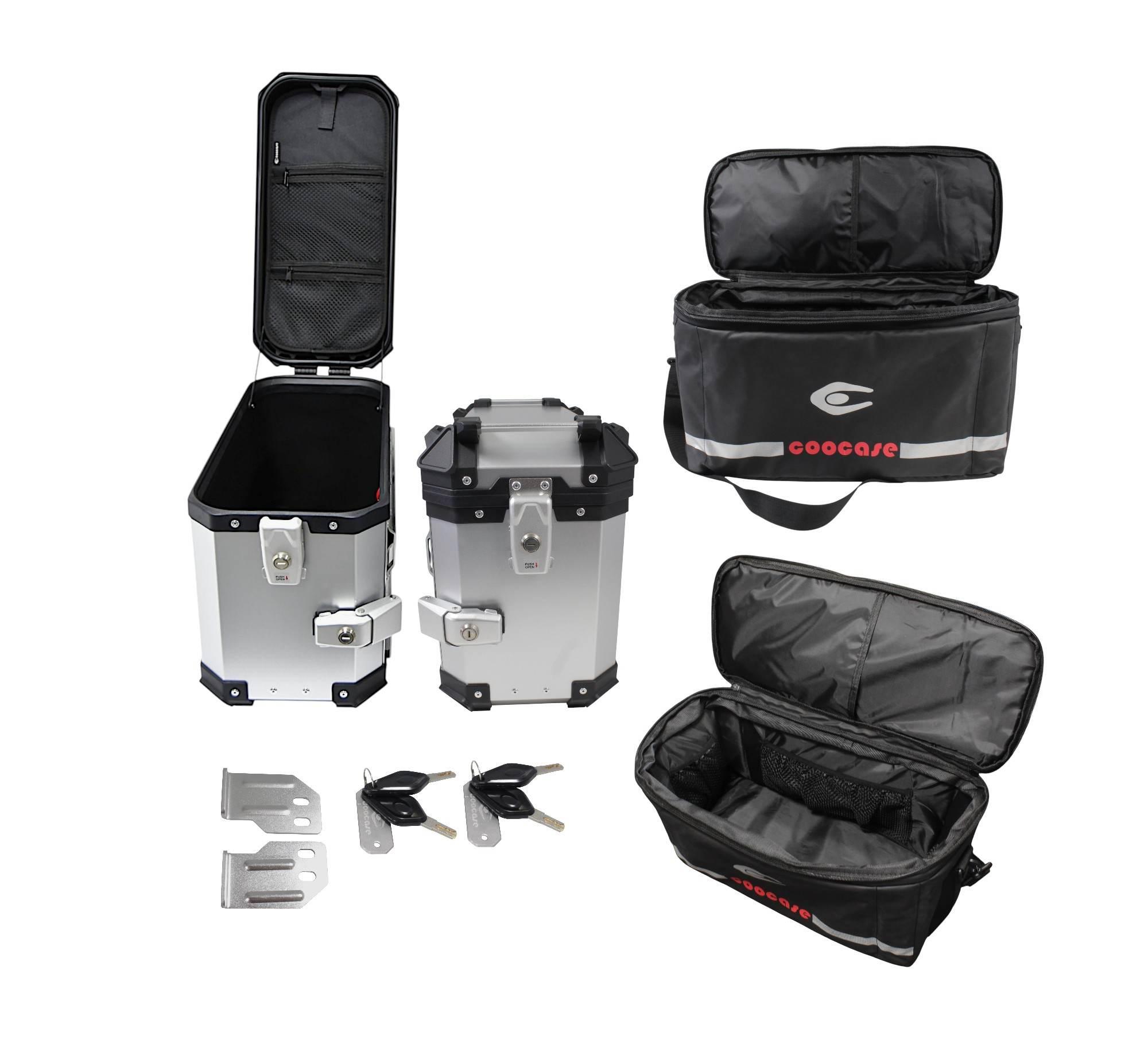 Zestaw 3 kufrów aluminiowych (2x36l symetryczne + 45l) coocase anodowane - zdjęcie 8
