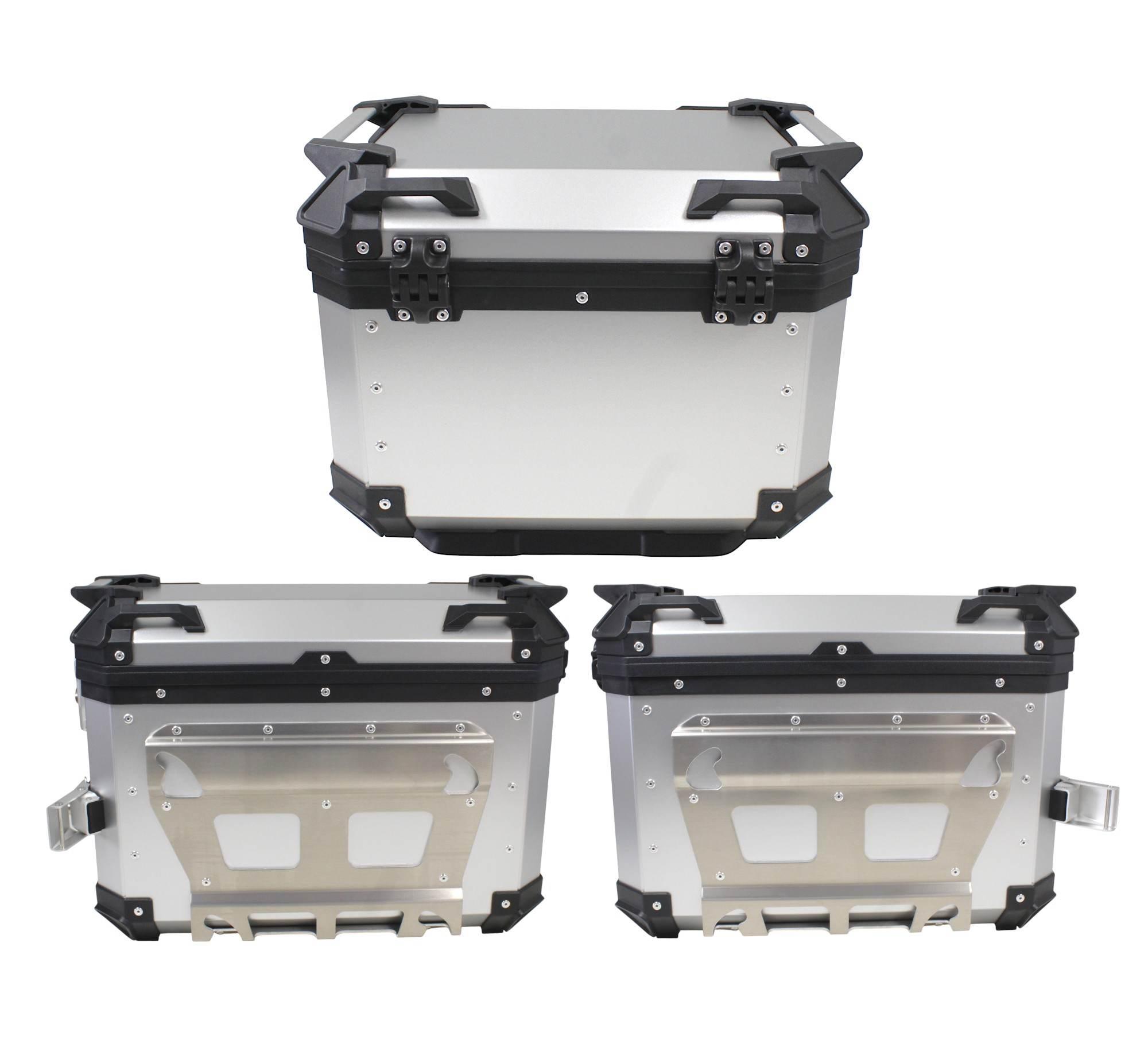 Zestaw 3 kufrów aluminiowych (2x36l symetryczne + 45l) coocase srebrny z - zdjęcie 2