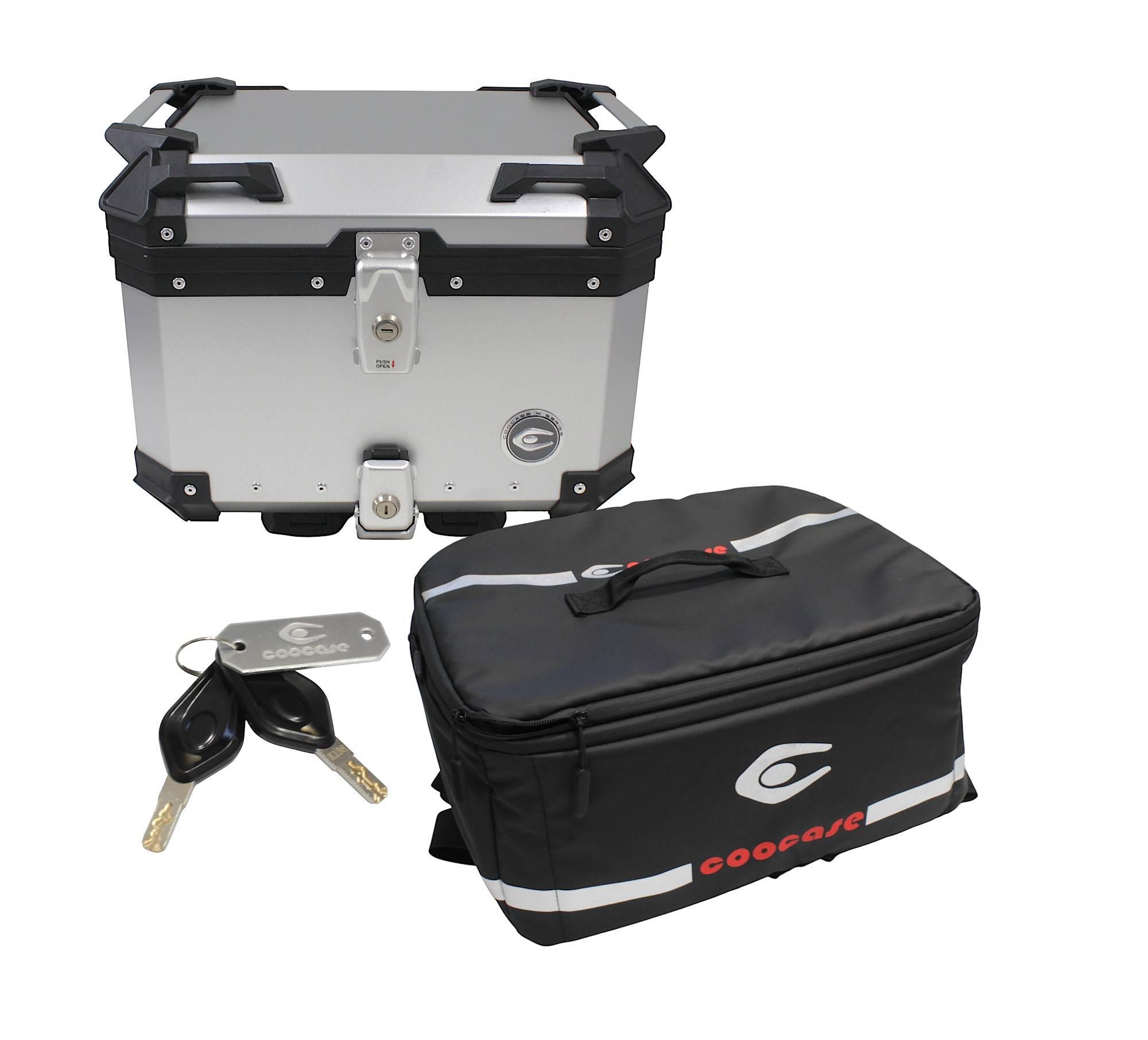 Zestaw 3 kufrów aluminiowych (2x36l symetryczne + 45l) coocase srebrny z - zdjęcie 3