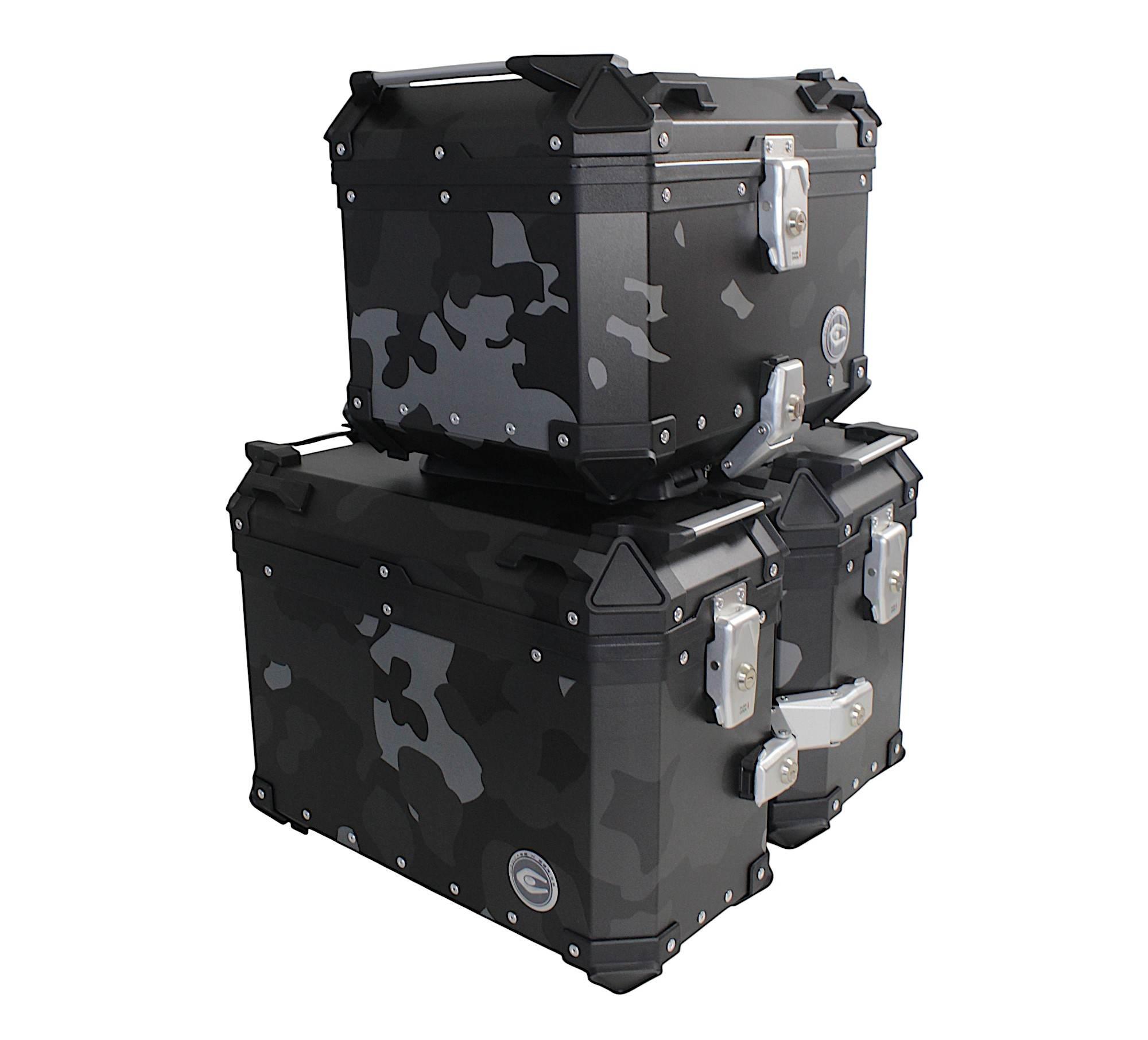 Zestaw 3 kufrów aluminiowych (2x36l symetryczne + 45l) coocase szary camo z - zdjęcie 2