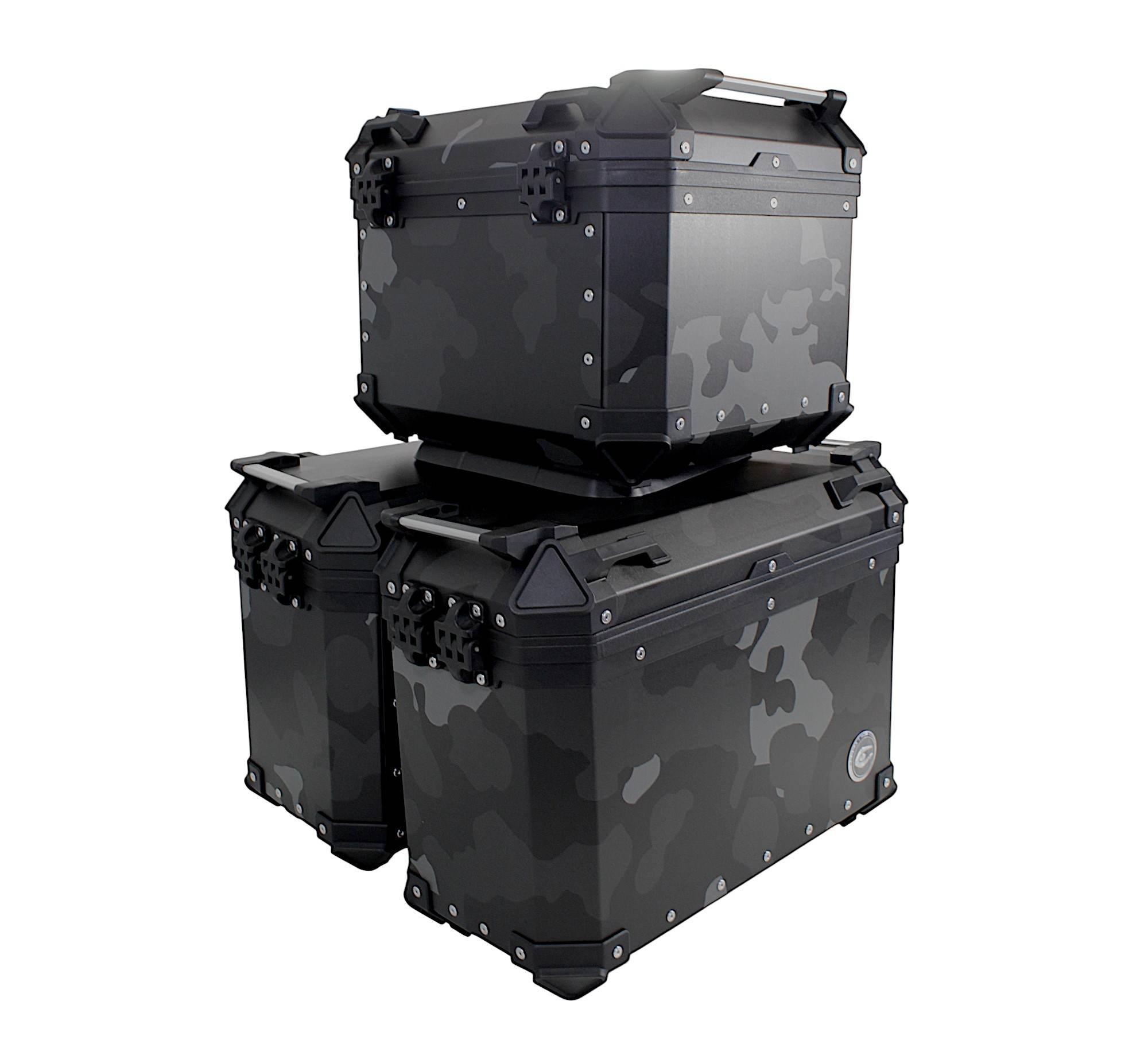 Zestaw 3 kufrów aluminiowych (2x36l symetryczne + 45l) coocase szary camo z - zdjęcie 3