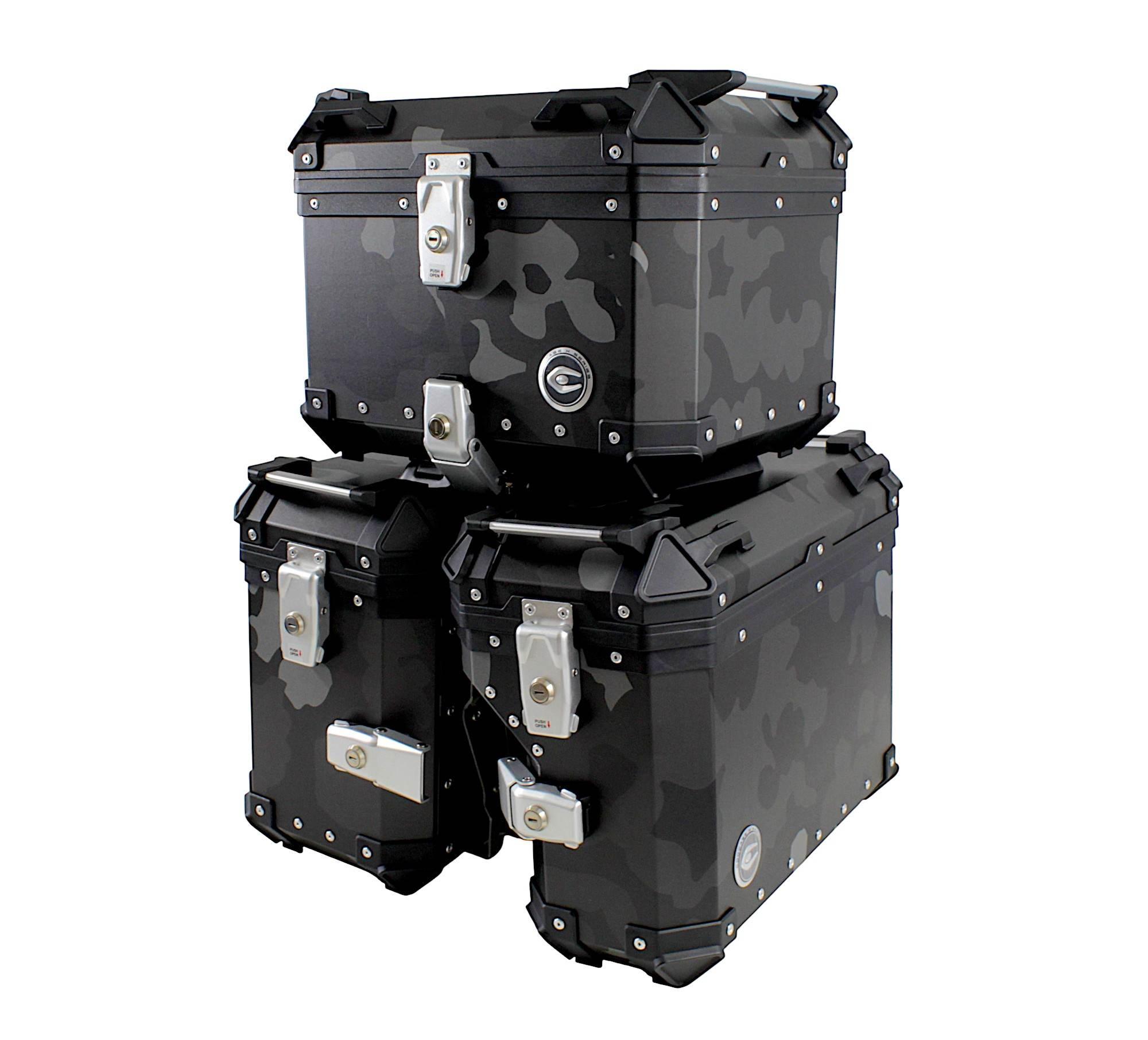 Zestaw 3 kufrów aluminiowych (30l asymetryczny + 36l + 45l) coocase szary - zdjęcie 2