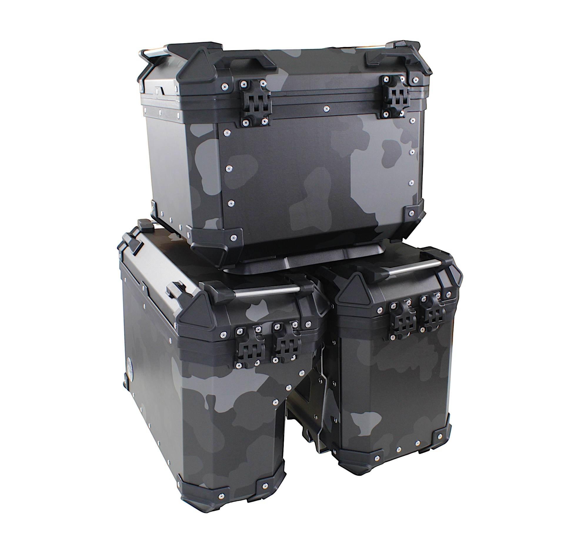 Zestaw 3 kufrów aluminiowych (30l asymetryczny + 36l + 45l) coocase szary - zdjęcie 3