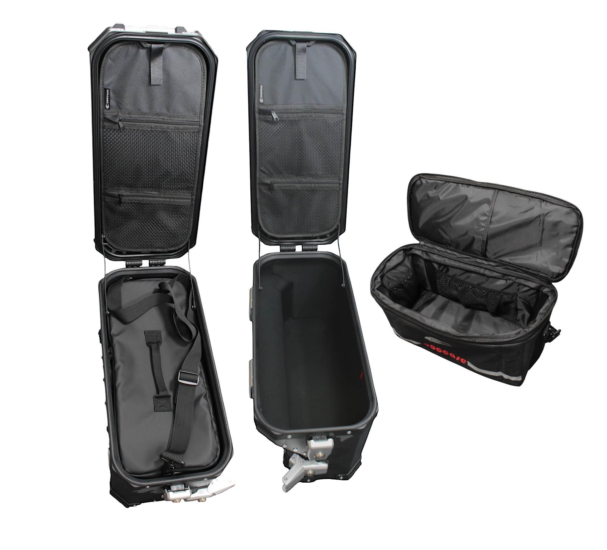 Zestaw 3 kufrów aluminiowych (30l asymetryczny + 36l + 45l) coocase szary - zdjęcie 8