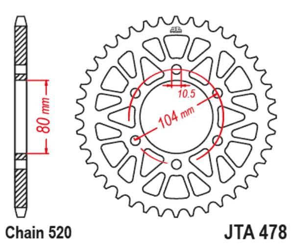 Zębatka tylna aluminiowa jta478.48blk - zdjęcie 2