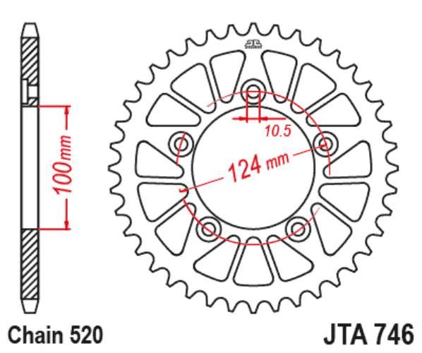 Zębatka tylna aluminiowa jta746.48blk - zdjęcie 3