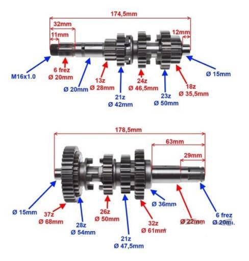 Skrzynia biegów wałek sprzęgłowy zdawczy czoper250 - zdjęcie 3