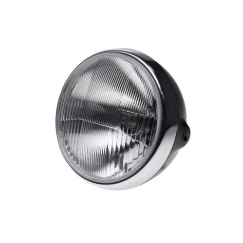 Lampa 7 h4 12v czarna ramka chrom emark | AW24382