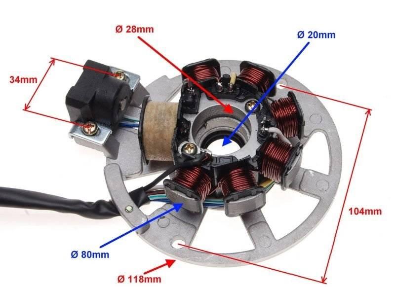 Stator iskrownik 7 cewek 6 przewodów 2t | ZLK2005 - zdjęcie 2