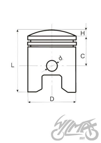 43,00/12/23 tłok yamaha dt50 60 43mm | AY32060 - zdjęcie 3