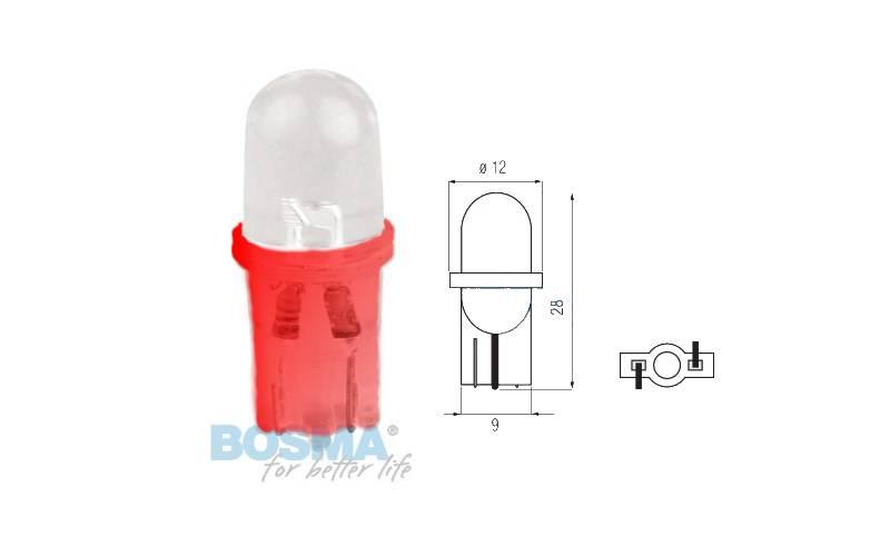 Żarówka bosma 12v 1*led standard t10 red blister