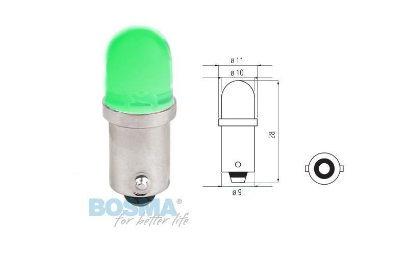 Żarówka bosma 12v 1*led standard ba9s green blister 2 szt