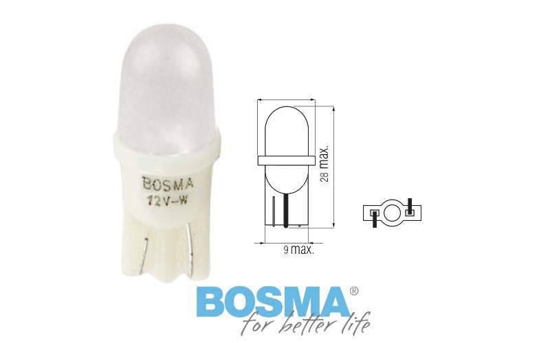 Żarówka bosma 12v 1*led standard t10 biała 6000k mat blister 2 szt