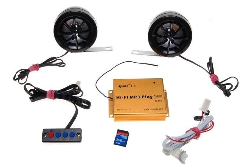 Zestaw audio bez alarmu czarny motocykl skuter