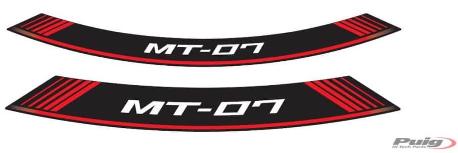 Paski Na Felgi Puig Do Yamaha Mt-07 Logo Mt-07 Czerwone
