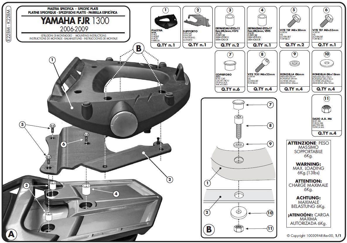 Kappa Stelaż Kufra Centralnego Yamaha Fjr 1300 '06-'20 Z Płytą Monolock