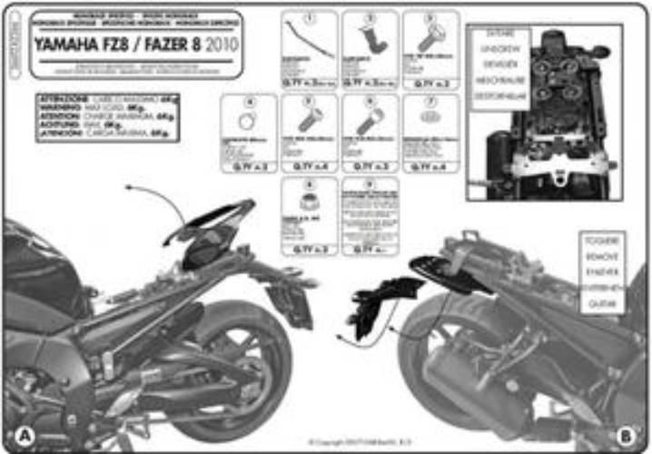 Kappa Stelaż Kufra Centralnego Yamaha Fz8 Fazer 8 800 '10-'15 Bez Płyty