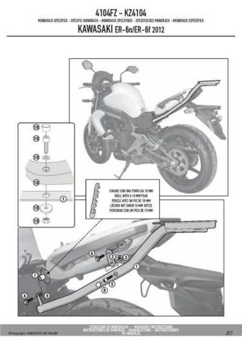 Kappa Stelaż Kufra Centralnego Kawasaki Er-6N Er-6F 650 12-16 Bez Płyty