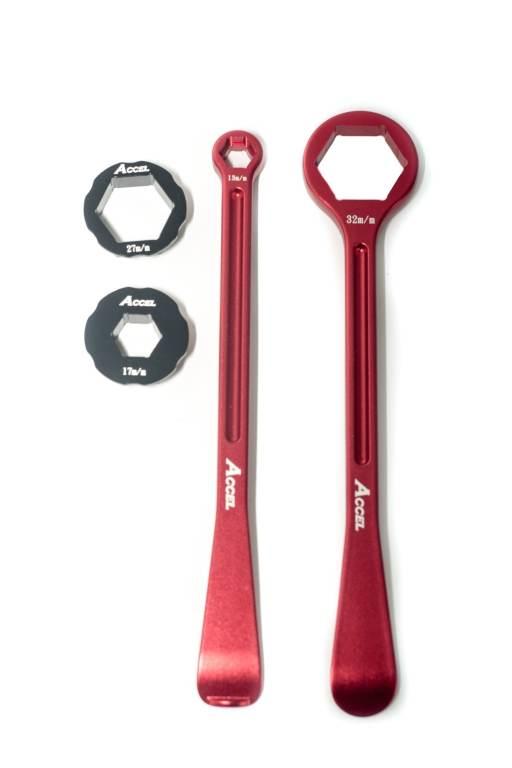 Accel Komplet Łyżek Do Opon 23+24Cm Alu7075 Kute Z Kluczami 10,13,17,27,32