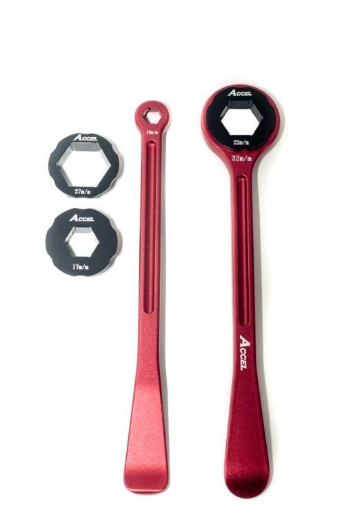 Accel Komplet Łyżek Do Opon 23+24Cm Alu7075 Kute Z Kluczami 10,13,17,22,27