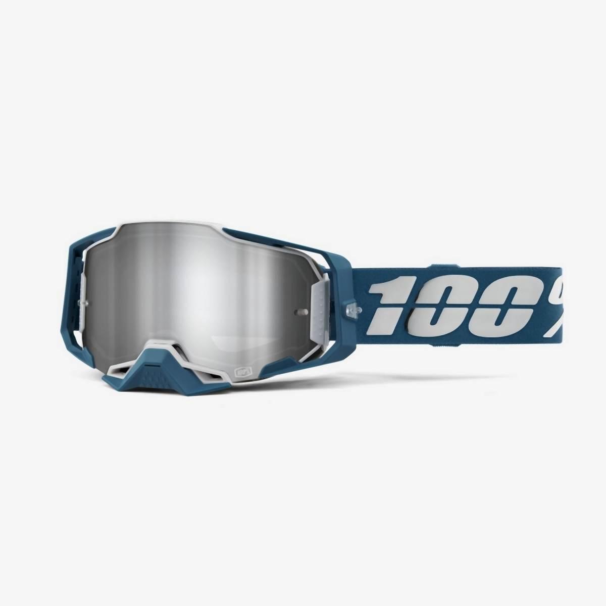 100 Procent Gogle Armega Albar - Flash Silver Lens - Kolor Niebieski/Srebrn