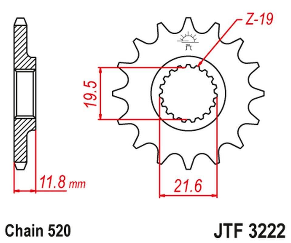 Jt Zębatka Przednia Polaris 250/300/350/400/425 '89-99' Łańc. 520