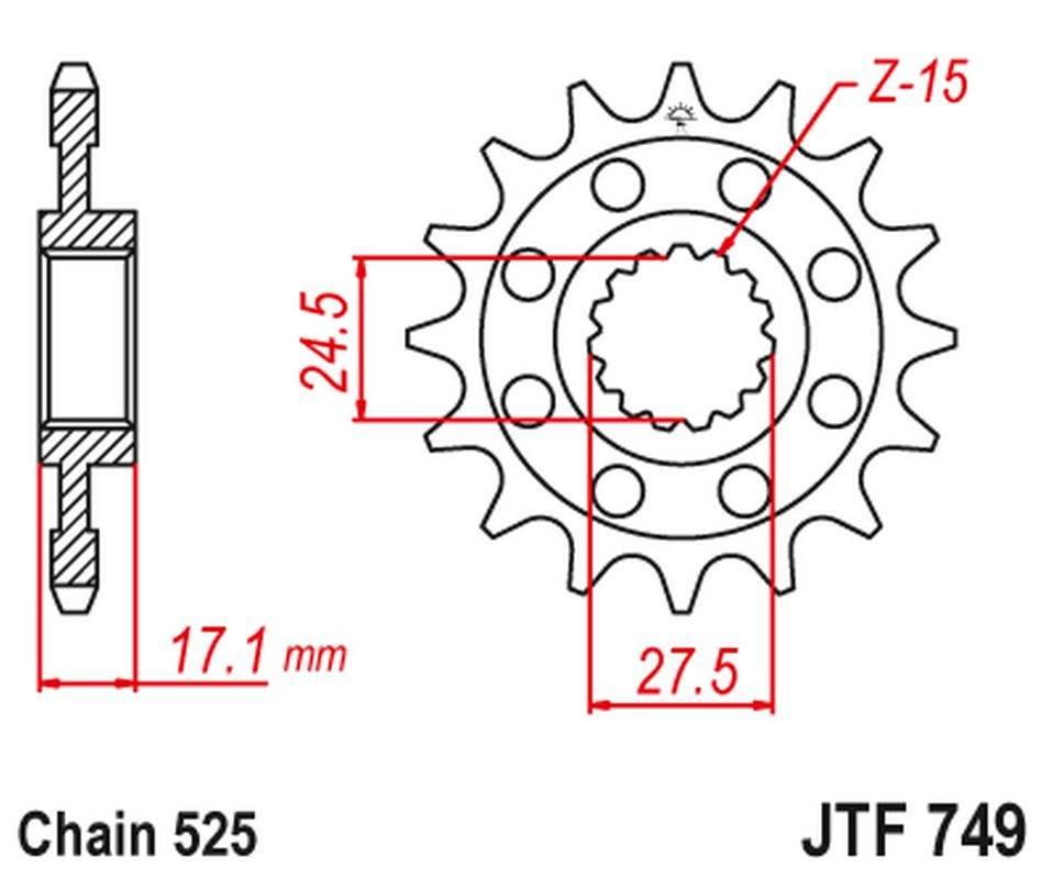 Jt Zębatka Przednia 2249 16 Z Gumą Ducati Panigale 1199/1299 '12-'16 224916