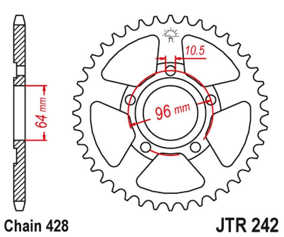 Jt Zębatka Tylna 242 53 Honda Xl 125 R '82-87' 24253Jt Łańc. 428
