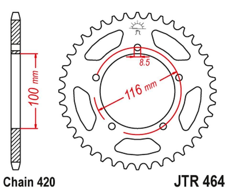 Jt Zębatka Tylna 464 44 Kawasaki Kx 60 '83-03', Kx 80 '83-85' 46444Jt Łańc