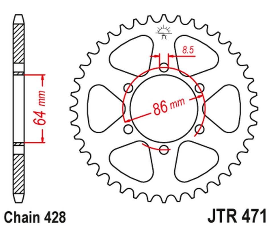 Jt Zębatka Tylna 471 45 Kawasaki Ke 125 '76-87', Ke 175 '76-78' 47145Jt Łań