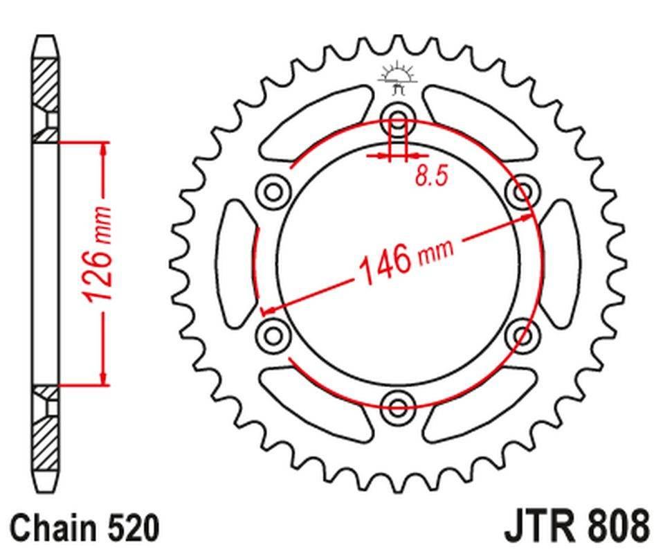 Jt Zębatka Tylna 808 53 Suzuki Rm 125 '80-91, '06-12, Rmx 450 '10-19, 80853