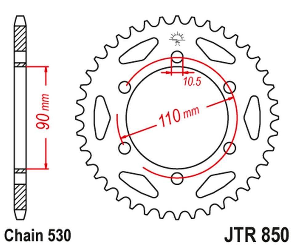 Jt Zębatka Tylna 850 33 Yamaha Xs 650 '75-81 85033Jt Łańc. 530