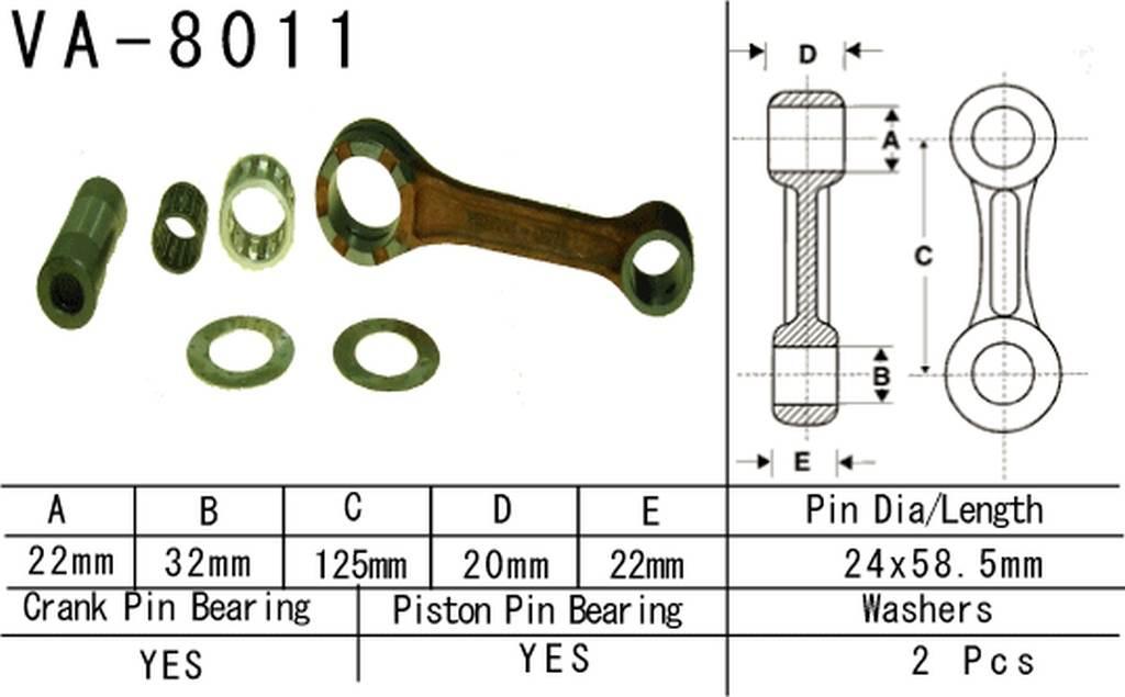 Vesrah Korbowód Kawasaki Kx 250 Kx250 '78-'08, Kdx 250 Kdx250 '91-'94 Va801