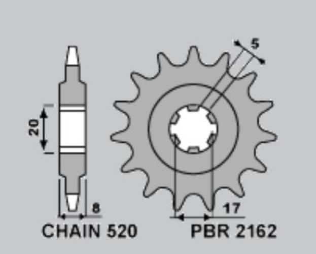 Pbr Zębatka Przednia 2162 9 Sherco 125 St '16-'17, X-Ride '14-'16, 250/300