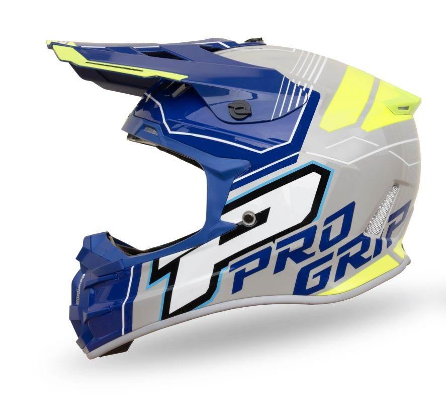 Progrip Kask Cross Pg3080 Adventure Kolor Niebieski Szary Żółty Fluo Rozm