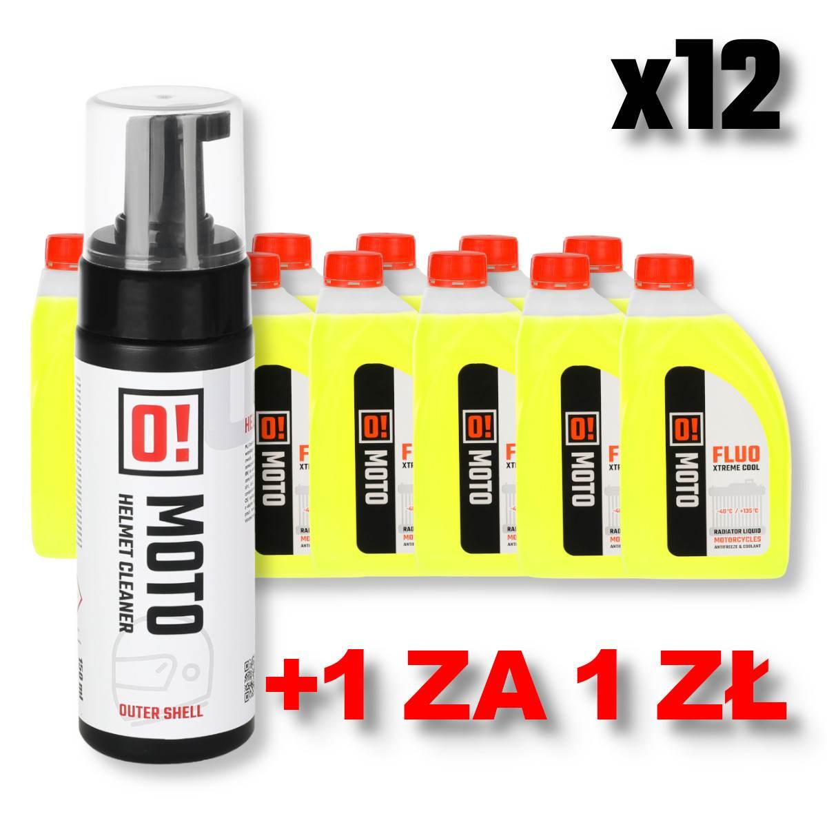 Omoto Zestaw 12 Sztuk Płyn Do Chłodnic 1L O! Fluo Xtreme Cool + Omoto Piank