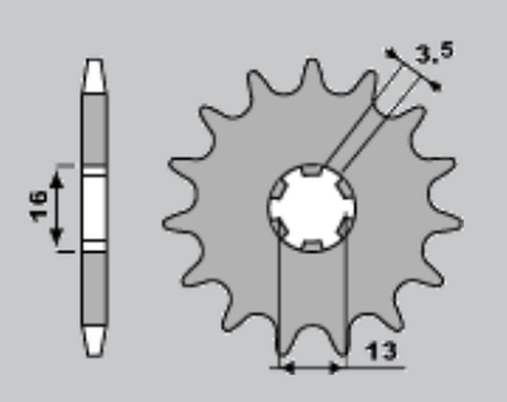 Jr Zębatka Przednia 428 14 Suzuki Dr-Z 70 '08-'18, Dr-Z 50 '19-'21, Ts/Gt 8