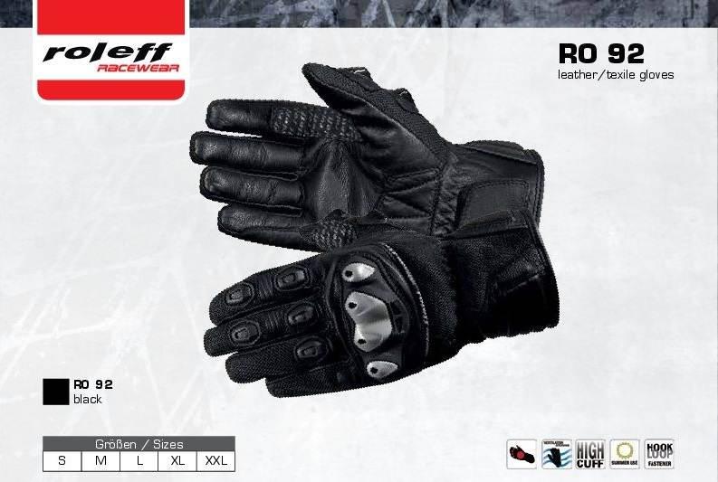 Roleff Rękawice Tekstylne Letnie Model Ro92 Kolor Czarny Rozmiar L